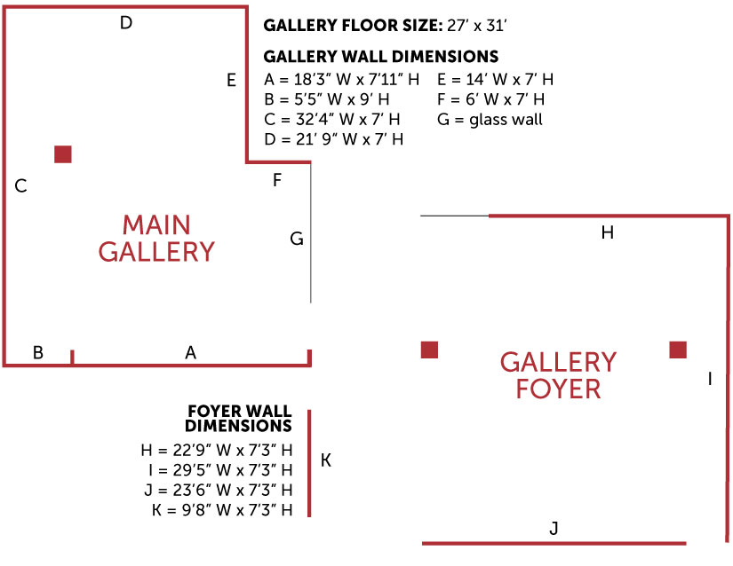 Gallery floor plan for the Beverly and Sam Ross Gallery